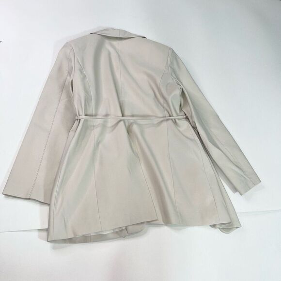 Lattelier Blazer Jacket Womens Large Cream Solid Long-Sleeve Wrap Front NWT - Picture 10 of 14